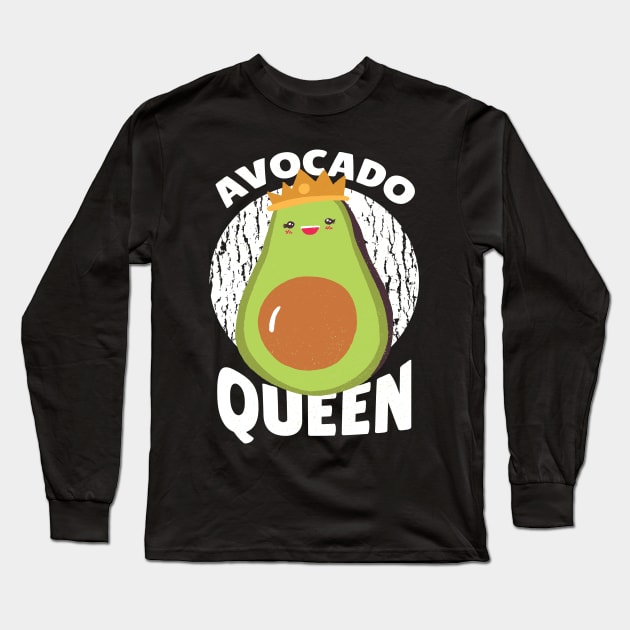 Cute Avocado Queen Graphic Design Long Sleeve T-Shirt by CoolArts